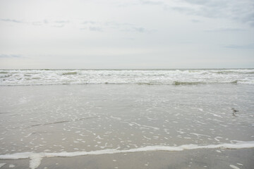 A View of the Horizon Over the Ocean on the Beach on an Overcast Sky