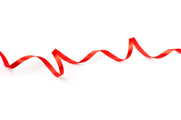 red satin ribbon with curls isolated on white background