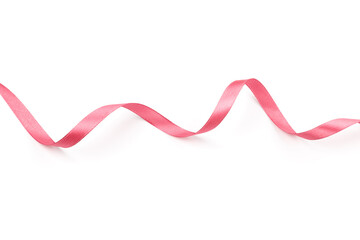 Obraz na płótnie Canvas pink satin curly ribbon isolated on white background
