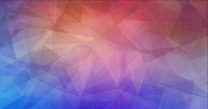 4K looping light blue, red polygonal abstract animation. Colorful abstract video clip with gradient. Clip for your commercials. 4096 x 2160, 30 fps. Codec Photo JPEG.