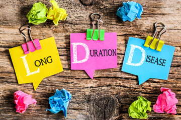 Colorful bubbles shaped paper with the acronym word 
LDD "Long Duration Disease"
