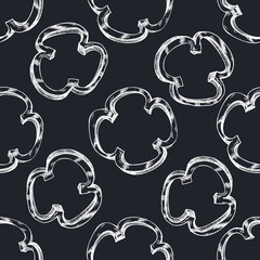 Seamless pattern with hand drawn chalk grilled bell pepper