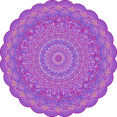 Circle geometric ornament. Ethnic mandala design in vivid colors. Line art illustration. Editable stroke