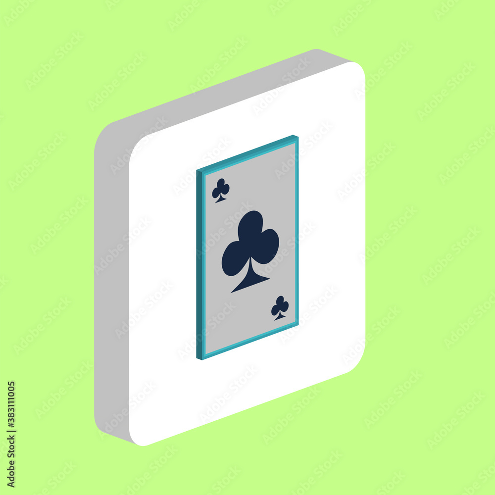Poster Clubs card Simple vector icon. Illustration symbol design template for web mobile UI element. Perfect color isometric pictogram on 3d white square. Clubs card icons for business project.