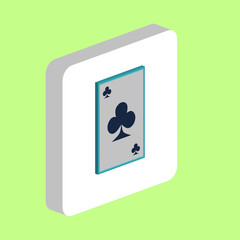 Clubs card Simple vector icon. Illustration symbol design template for web mobile UI element. Perfect color isometric pictogram on 3d white square. Clubs card icons for business project.