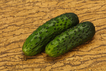 Ripe fresh green two cucumbers