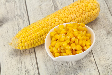 Young corn seeds in the bowl