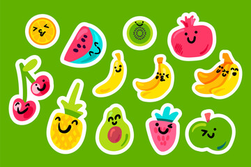 Tropical fruits cartoon kawaii pack