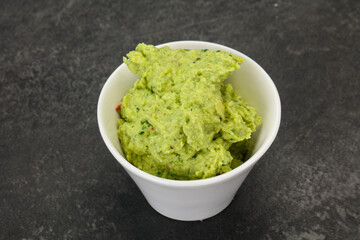 Avocado guacamole sauce with chili pepper