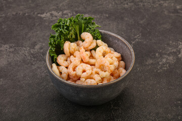 Small unshelled shrimps in the bowl