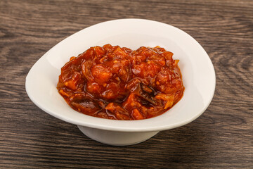 Eggplant saute with tomato and herbs