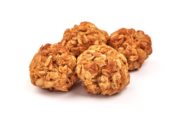 Homemade oat cookies, isolated on white background