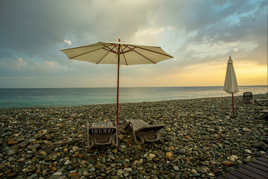 umbrellas on the beach in the Big Sochi ( Adler)