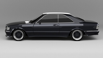 black car studio 3d rendering