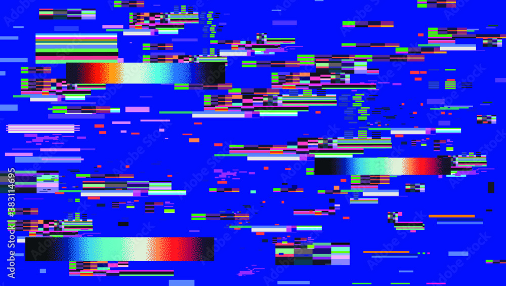 Poster glitch datamoshing camera effect. retro vhs background like in old video tape rewind or no signal tv