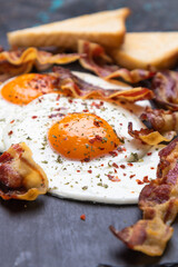 Fried eggs and bacon