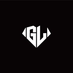 G L initial letter with diamond shape origami style logo template vector