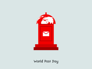 world post day concept. world map and postbox. vector illustration.