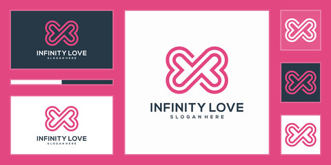 Heart infinity loop butterfly logo icon design template