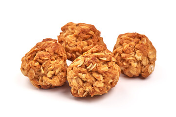 Homemade oat cookies, isolated on white background