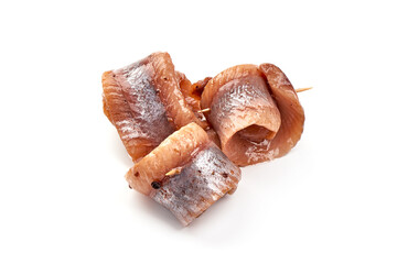 Herring with spices, isolated on white background