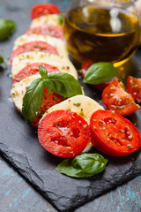Italian caprese salad with mozzarella cheese
