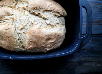 Home made bread on black table