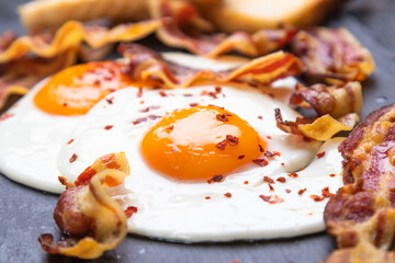 Fried eggs and bacon