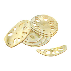 Pile of watercolor lotus roots. Edible ingredient for japanese and korean cuisine, recipe, menu.  Hand drawn illustration of round segments.