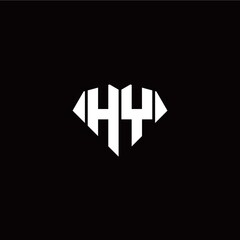 H Y initial letter with diamond shape origami style logo template vector