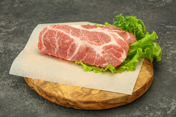 Raw pork meat neck steack