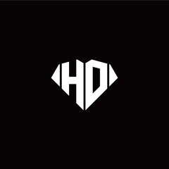 H O initial letter with diamond shape origami style logo template vector