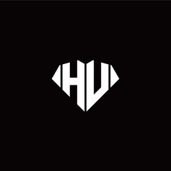 H U initial letter with diamond shape origami style logo template vector