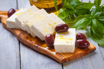 Greek feta cheese with olives