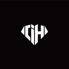I H initial letter with diamond shape origami style logo template vector