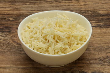 Steamed basmati rice in the bowl