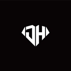 J H initial letter with diamond shape origami style logo template vector