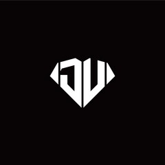 J U initial letter with diamond shape origami style logo template vector