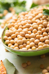 Bowl of dried soy beans