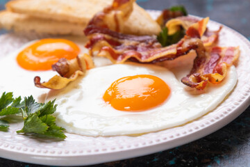 Fried eggs and bacon