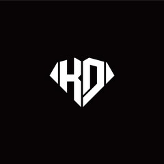 K D initial letter with diamond shape origami style logo template vector