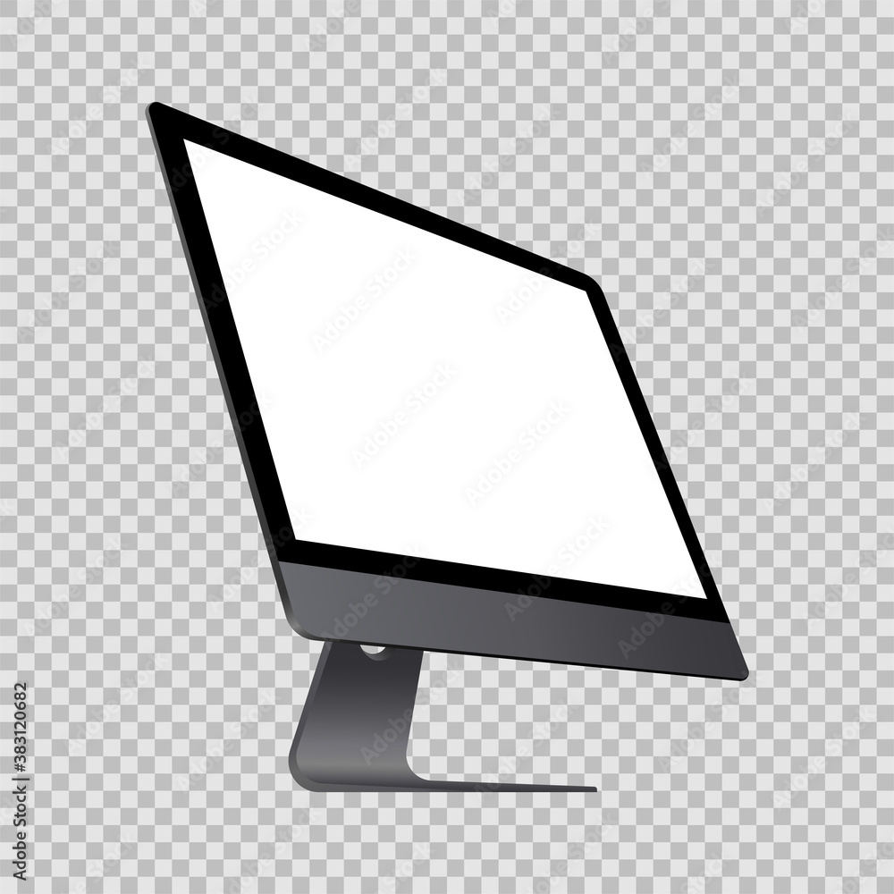 Poster computer monitor display isolated on transparent background. side view. vector eps 10
