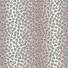 Seamless blue purple leopard skin pattern with beige brown textured gradient background. 
