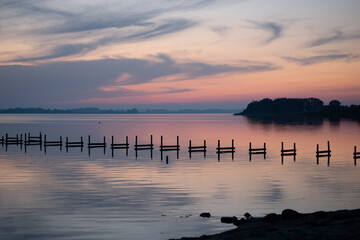 Naklejka na ściany i meble sunset on the lake, Denmark