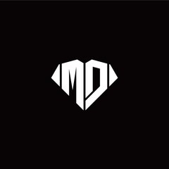 M D initial letter with diamond shape origami style logo template vector