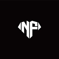 N F initial letter with diamond shape origami style logo template vector
