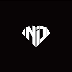 N I initial letter with diamond shape origami style logo template vector