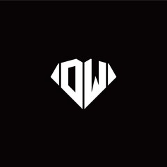 O W initial letter with diamond shape origami style logo template vector