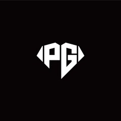 P G initial letter with diamond shape origami style logo template vector