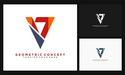 letter V, number 17 triangle geometric concept design logo - obrazy, fototapety, plakaty